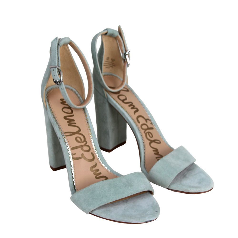 Sam Edelman Yaro BLUE GRAY SUEDE LEATHER HIGH HEEL OPEN TOE SLINGBACK SHOES 7M